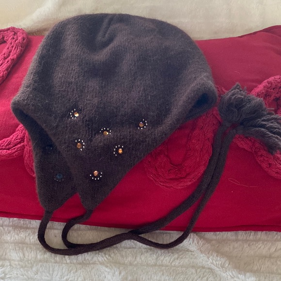 Wool Angora Blend Crystal Encrusted Hat NeverUsed main image 7